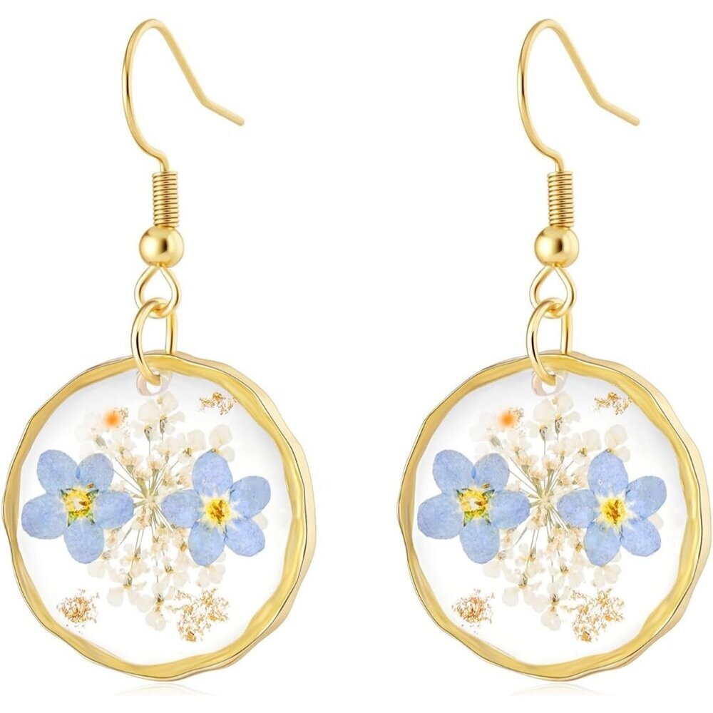 Women's Christmas Jewelry Gifts Handmade with Delicate Real Flower Earrings
